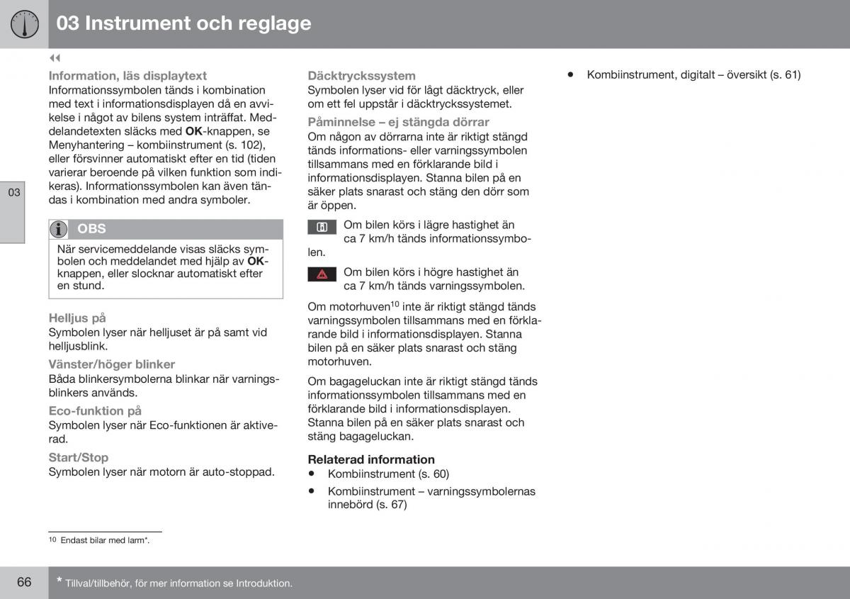 Volvo S60 II 2 instruktionsbok / page 68