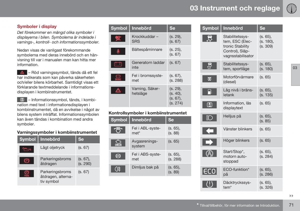 Volvo S60 II 2 instruktionsbok / page 73