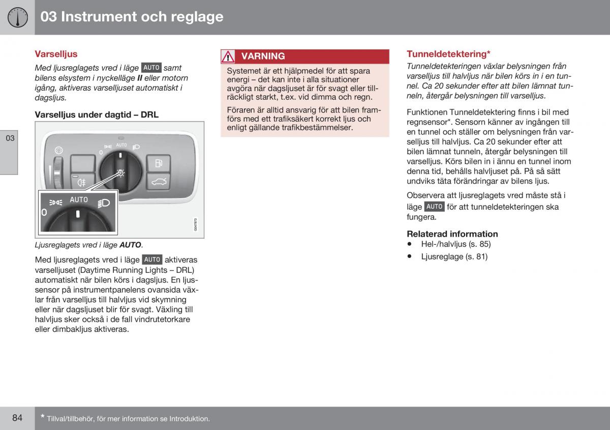 Volvo S60 II 2 instruktionsbok / page 86