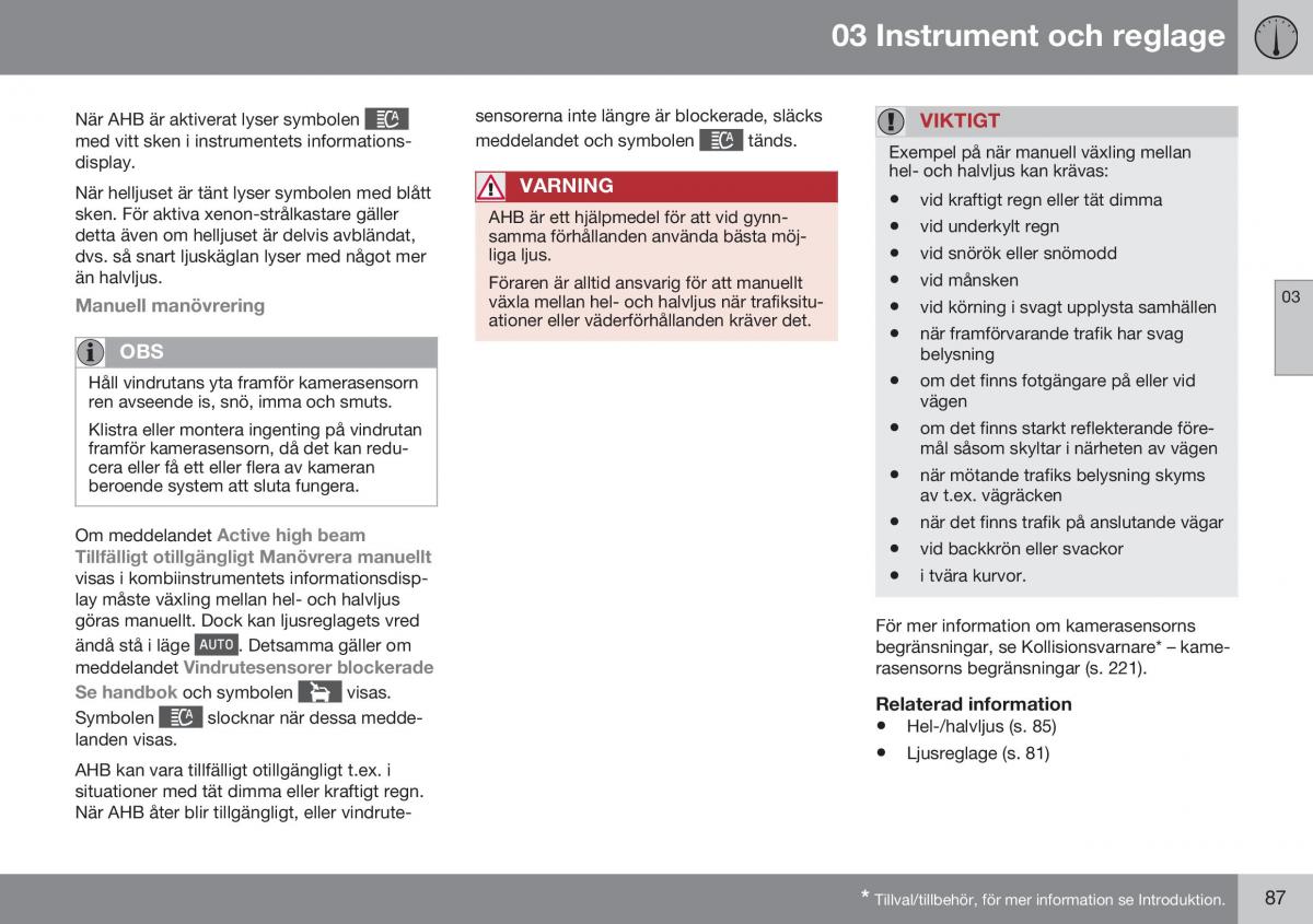 Volvo S60 II 2 instruktionsbok / page 89