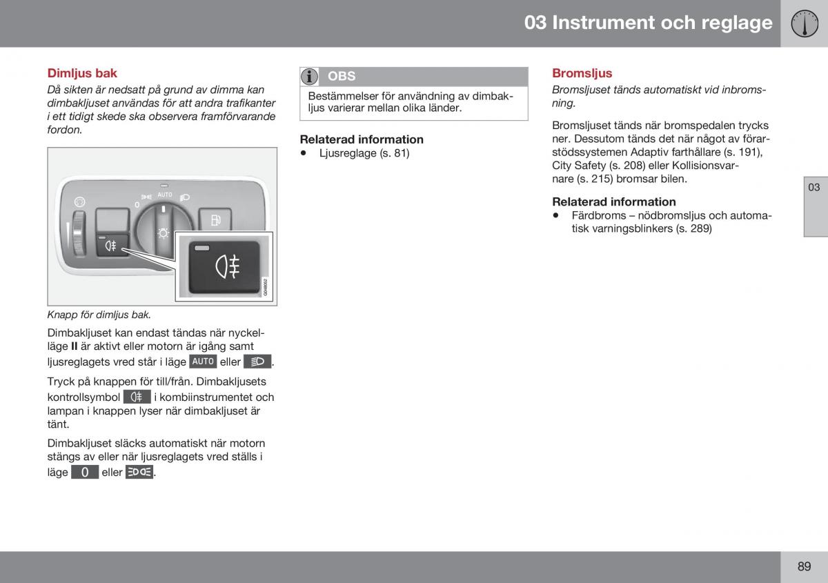 Volvo S60 II 2 instruktionsbok / page 91