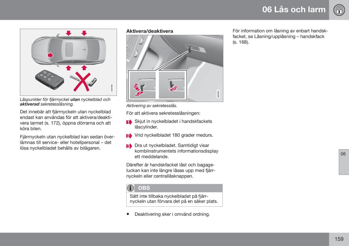 Volvo S60 II 2 instruktionsbok / page 161