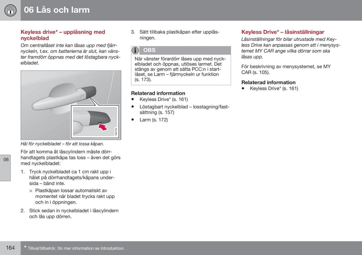 Volvo S60 II 2 instruktionsbok / page 166