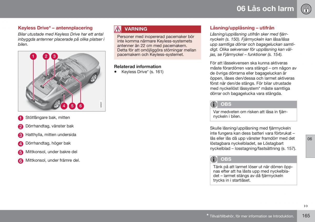 Volvo S60 II 2 instruktionsbok / page 167