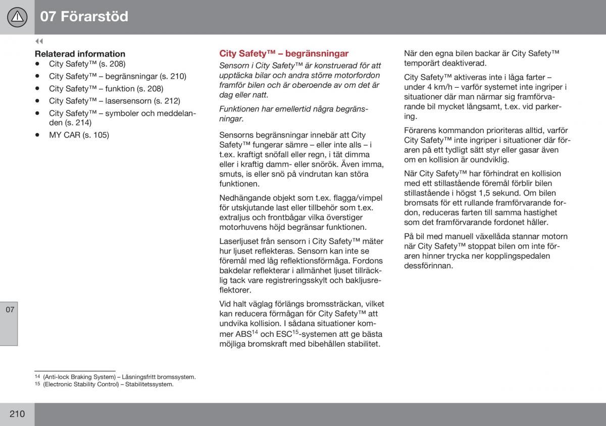 Volvo S60 II 2 instruktionsbok / page 212