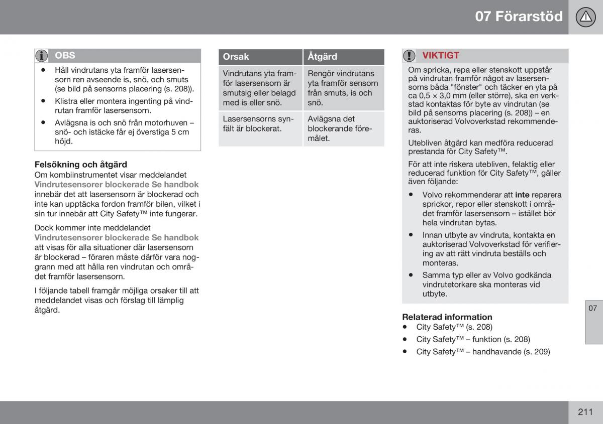 Volvo S60 II 2 instruktionsbok / page 213