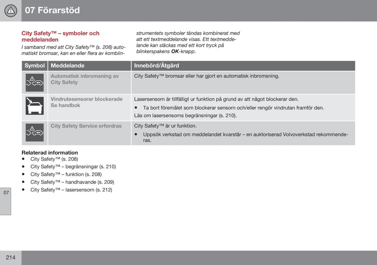 Volvo S60 II 2 instruktionsbok / page 216