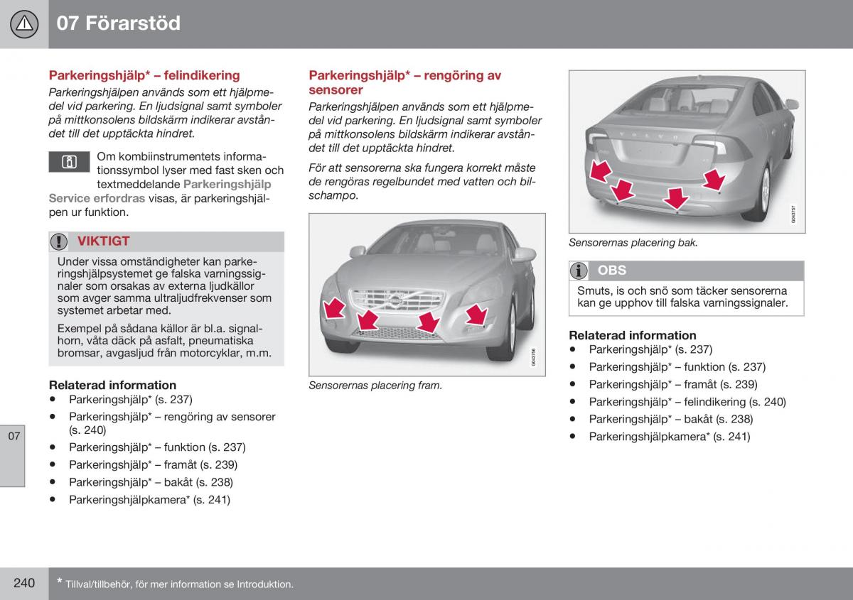 Volvo S60 II 2 instruktionsbok / page 242