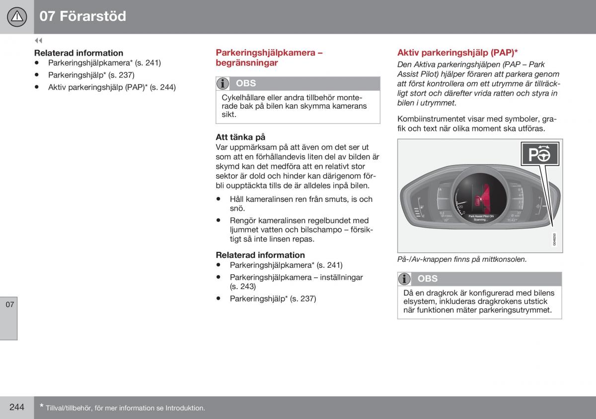 Volvo S60 II 2 instruktionsbok / page 246