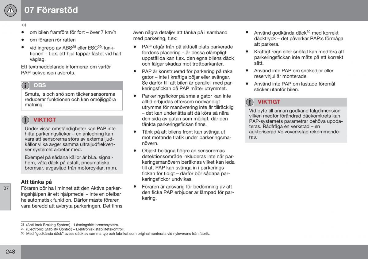 Volvo S60 II 2 instruktionsbok / page 250