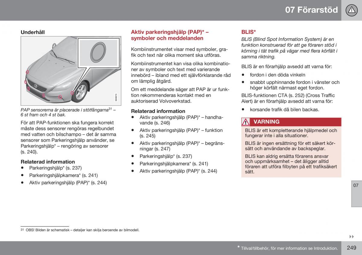 Volvo S60 II 2 instruktionsbok / page 251