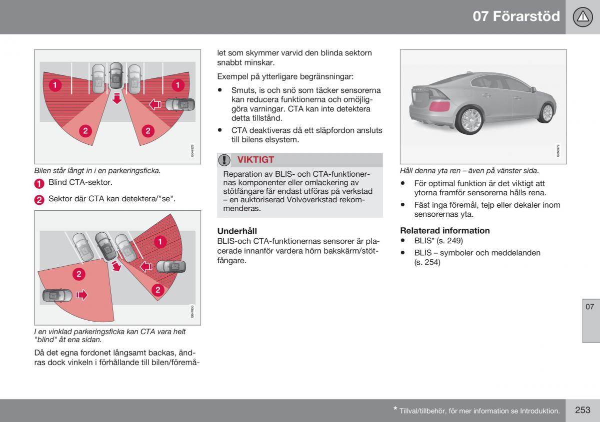 Volvo S60 II 2 instruktionsbok / page 255