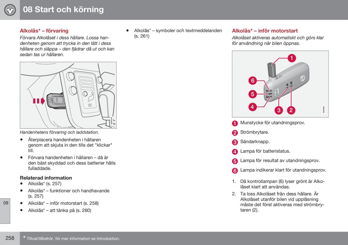 Volvo S60 II 2 instruktionsbok / page 260