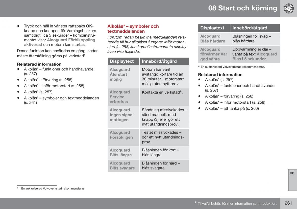 Volvo S60 II 2 instruktionsbok / page 263