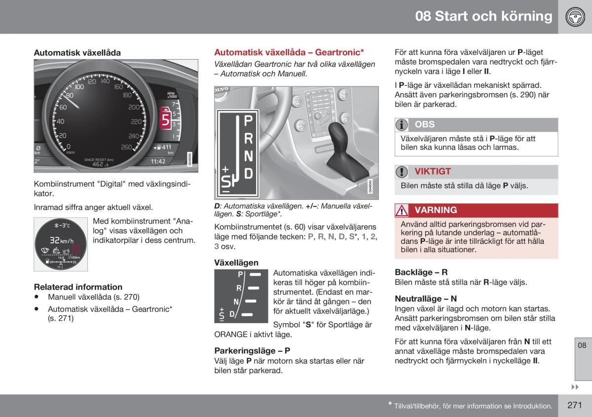 Volvo S60 II 2 instruktionsbok / page 273