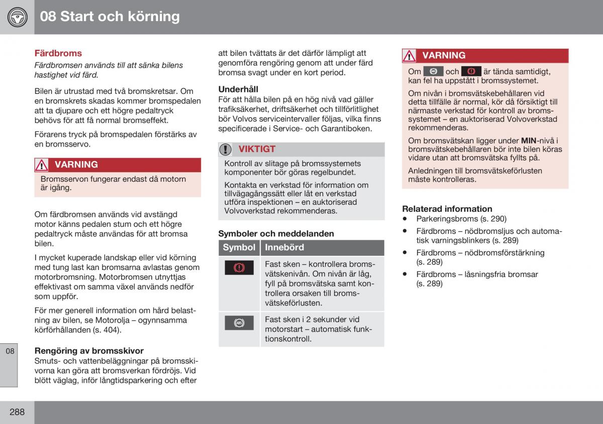 Volvo S60 II 2 instruktionsbok / page 290