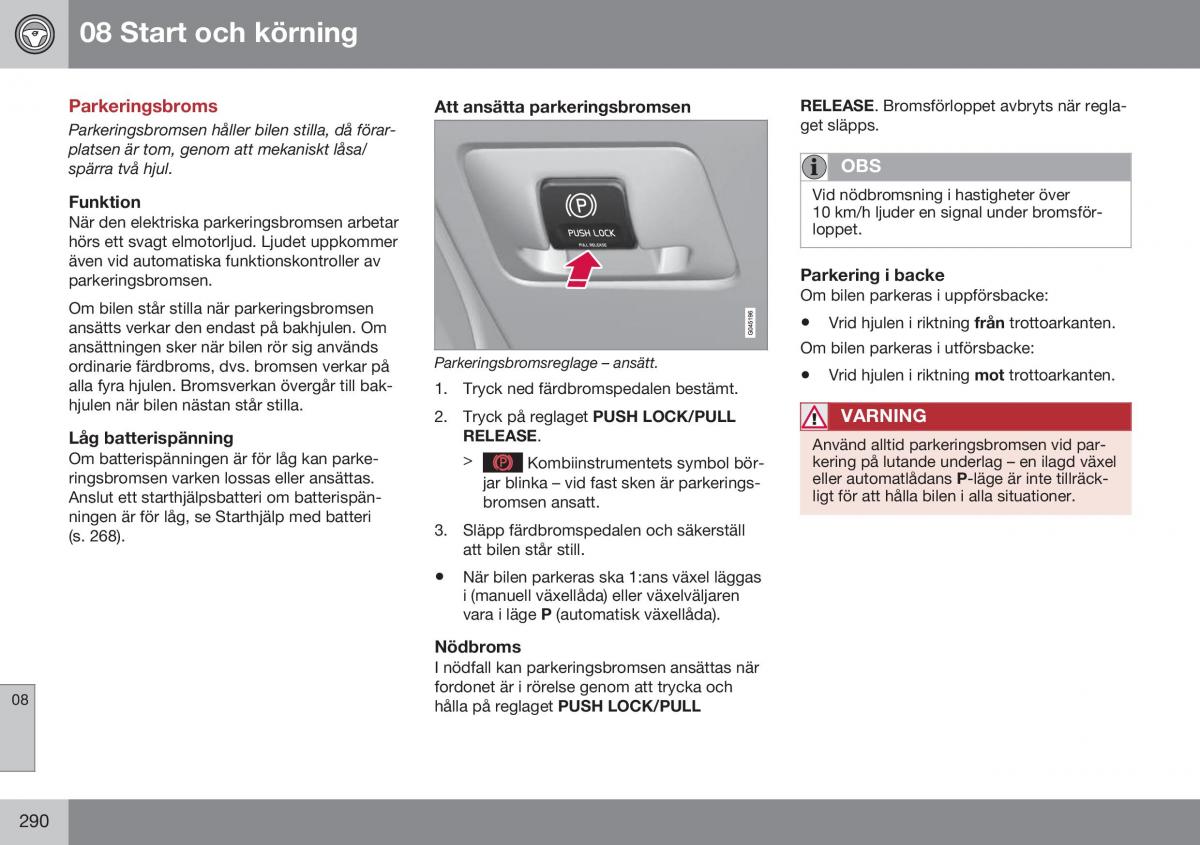 Volvo S60 II 2 instruktionsbok / page 292