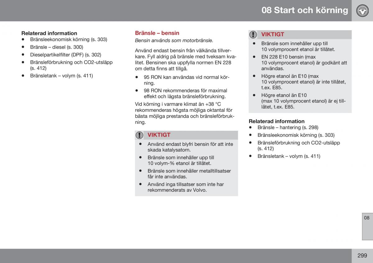 Volvo S60 II 2 instruktionsbok / page 301