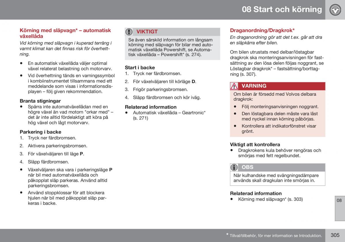 Volvo S60 II 2 instruktionsbok / page 307