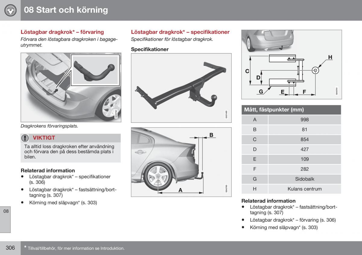 Volvo S60 II 2 instruktionsbok / page 308