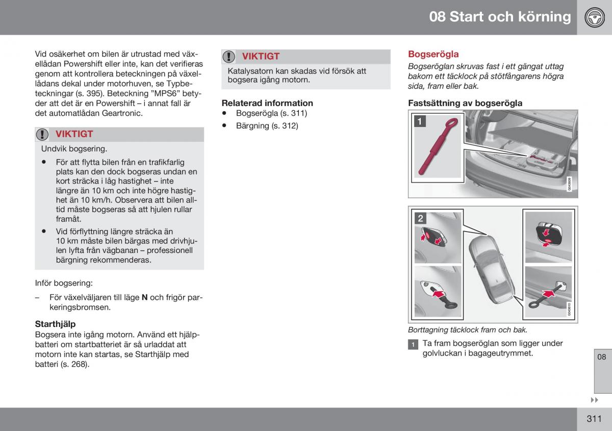 Volvo S60 II 2 instruktionsbok / page 313