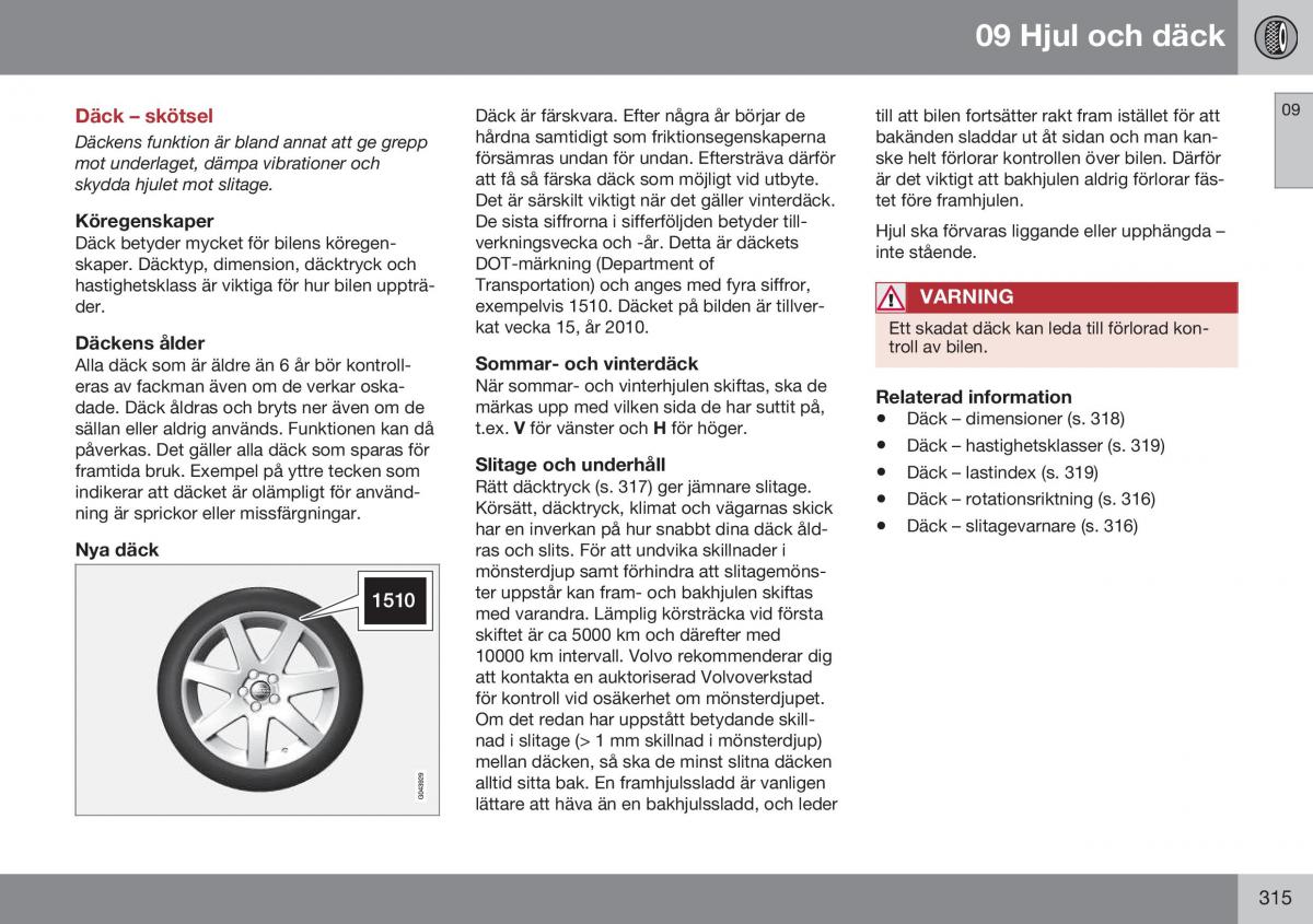 Volvo S60 II 2 instruktionsbok / page 317