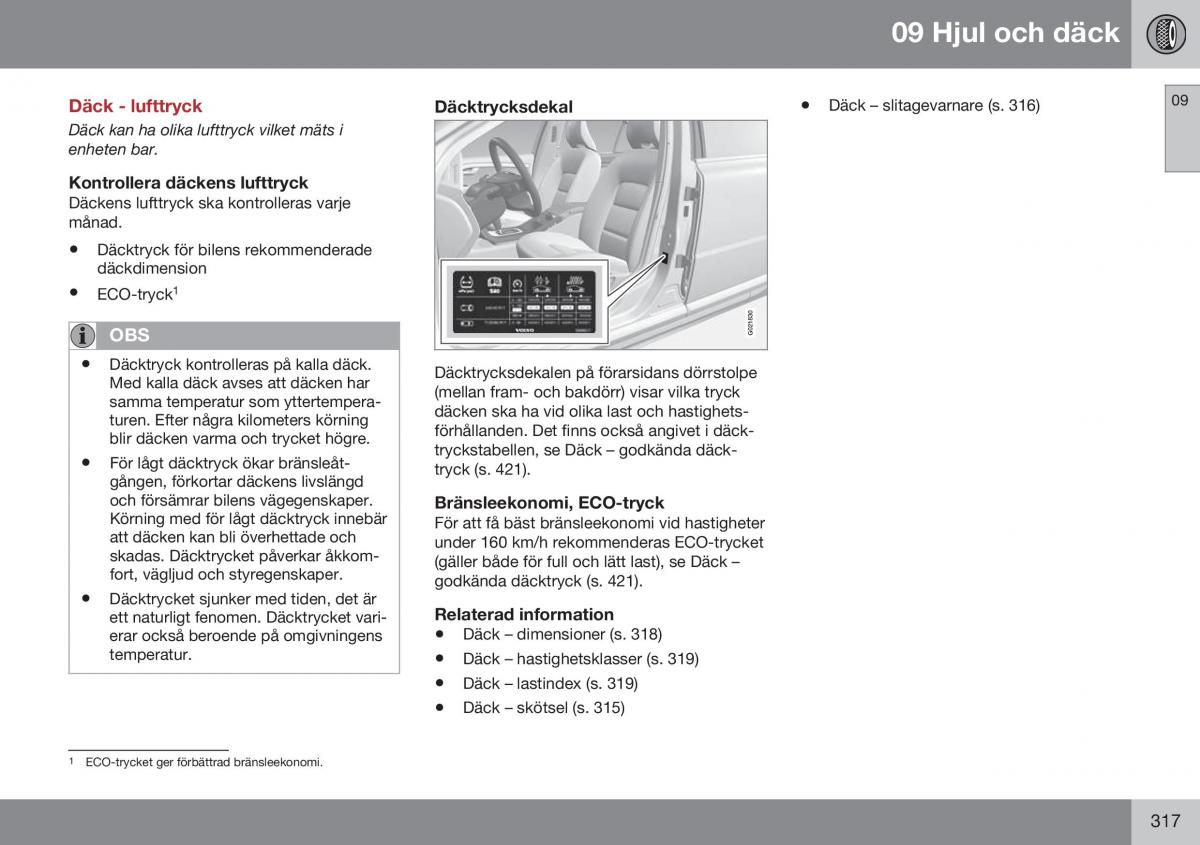 Volvo S60 II 2 instruktionsbok / page 319