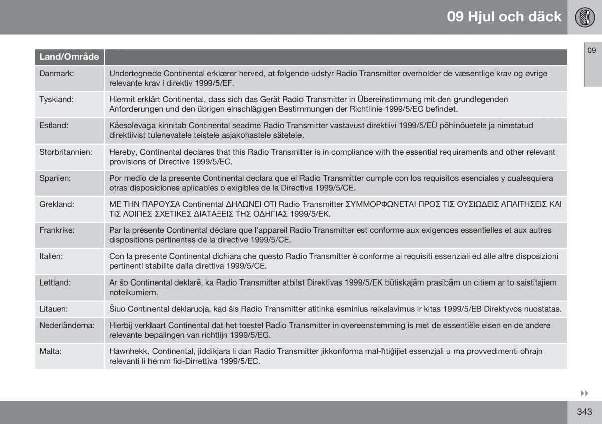 Volvo S60 II 2 instruktionsbok / page 345