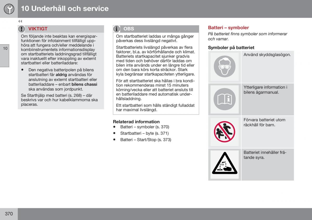 Volvo S60 II 2 instruktionsbok / page 372