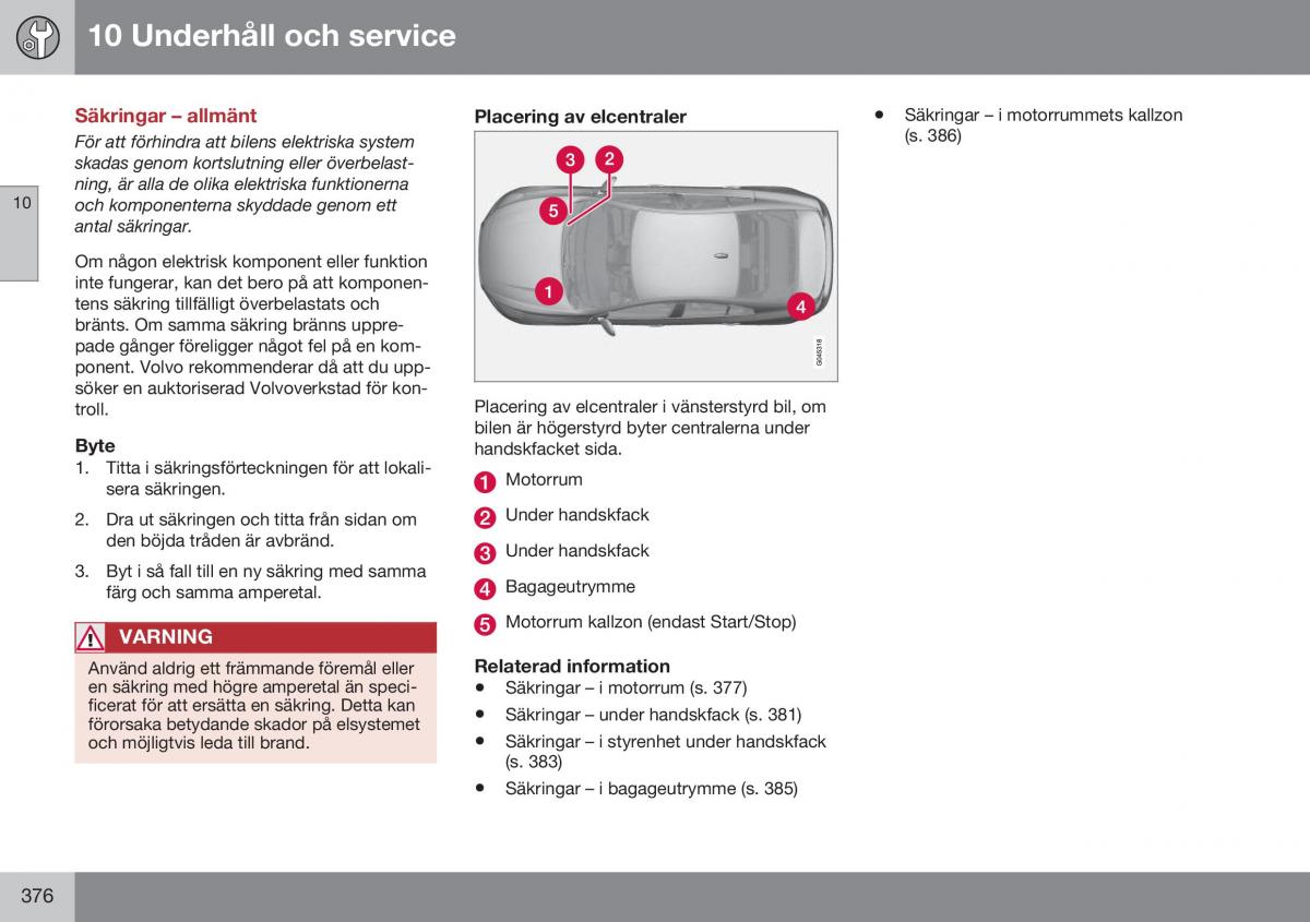 Volvo S60 II 2 instruktionsbok / page 378