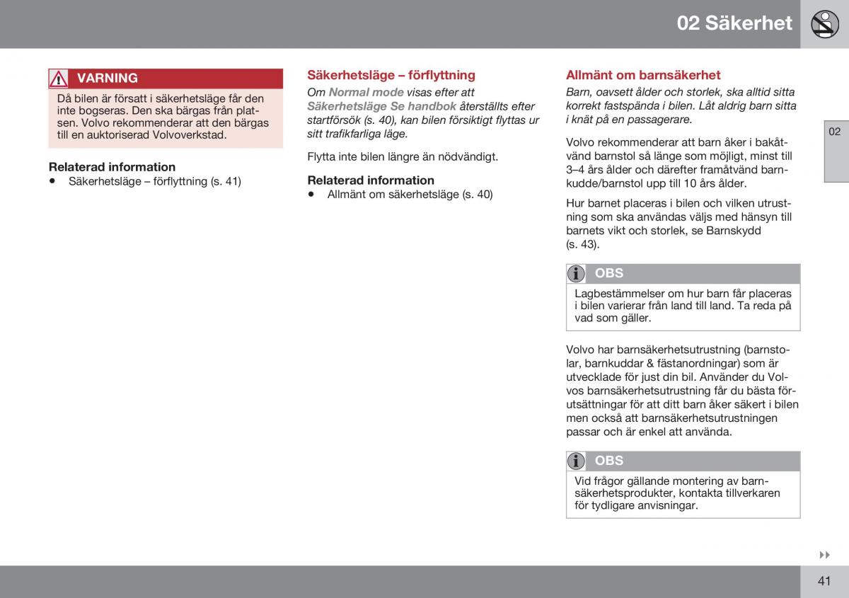 Volvo S60 II 2 instruktionsbok / page 43