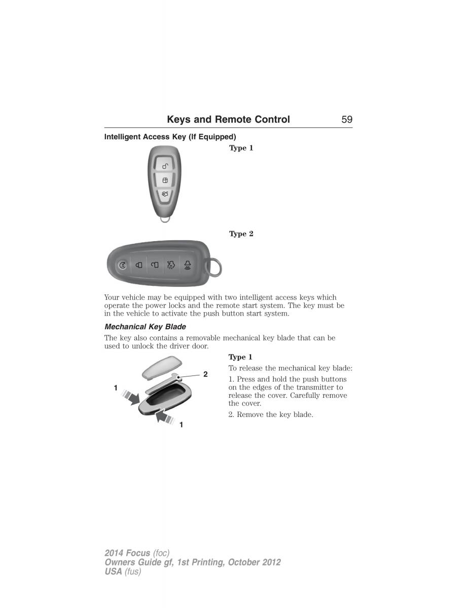 Ford Focus III 3 owners manual / page 60