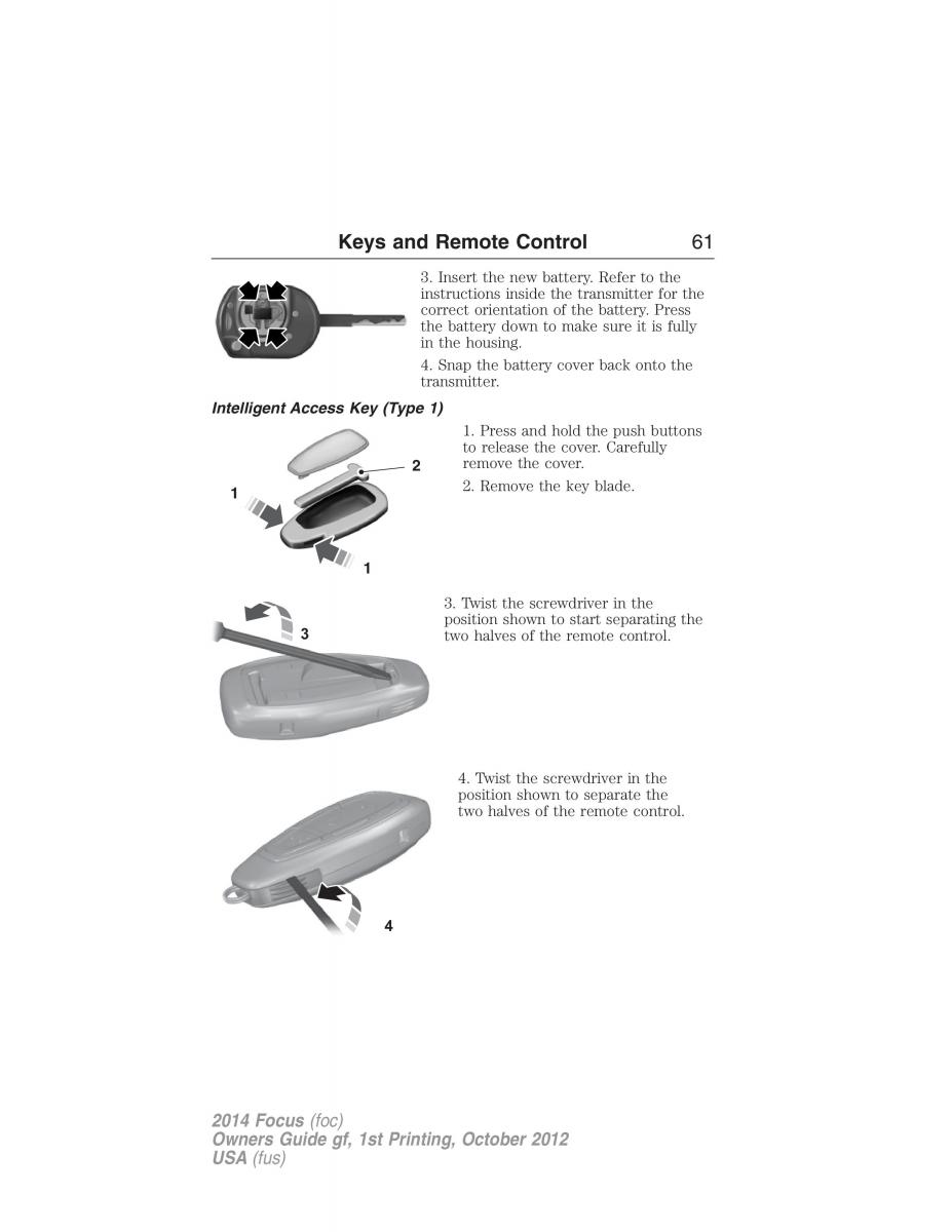 Ford Focus III 3 owners manual / page 62