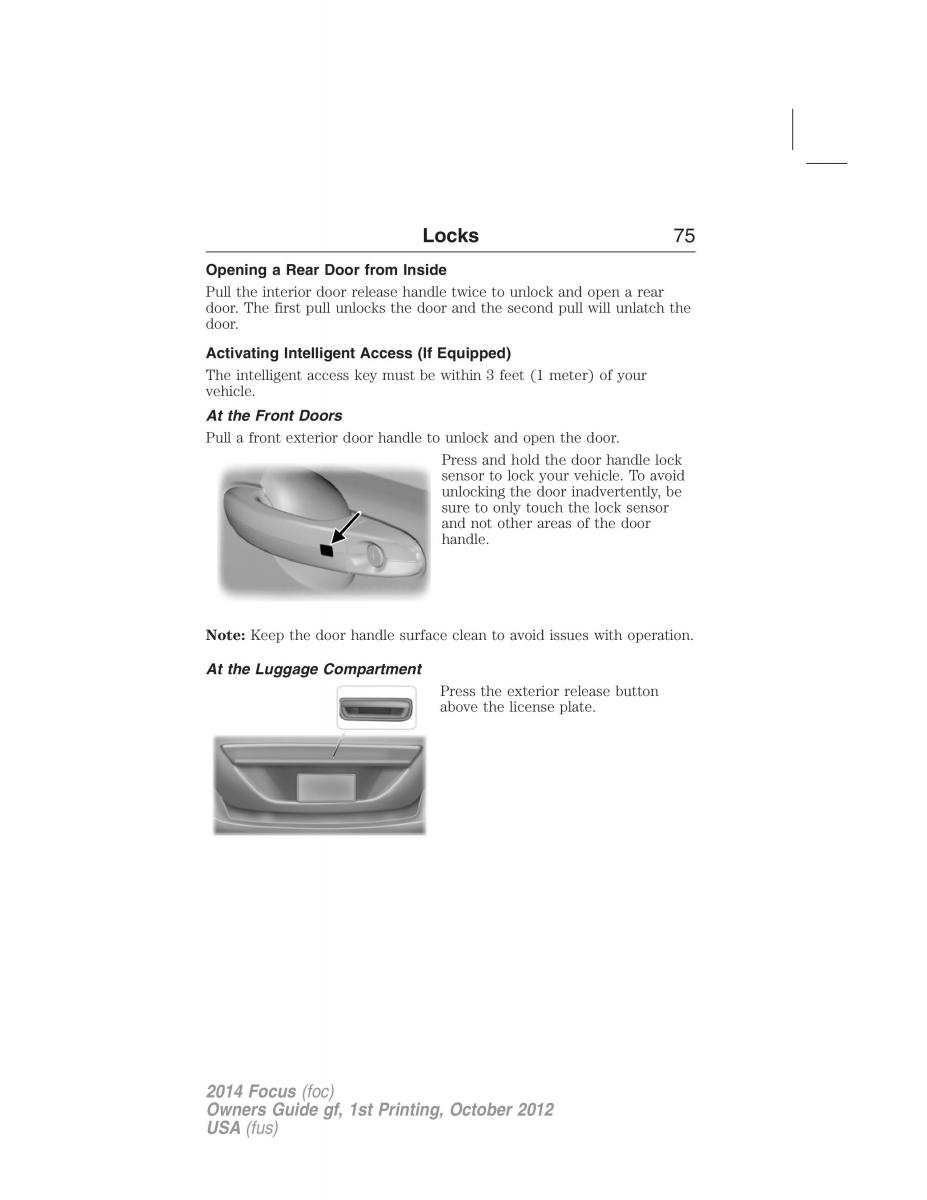 Ford Focus III 3 owners manual / page 76