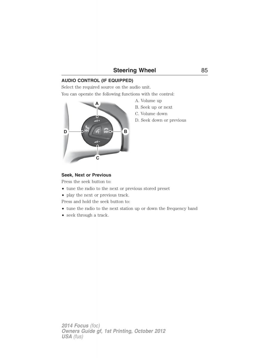 Ford Focus III 3 owners manual / page 86