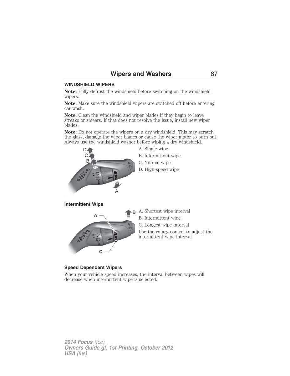 Ford Focus III 3 owners manual / page 88