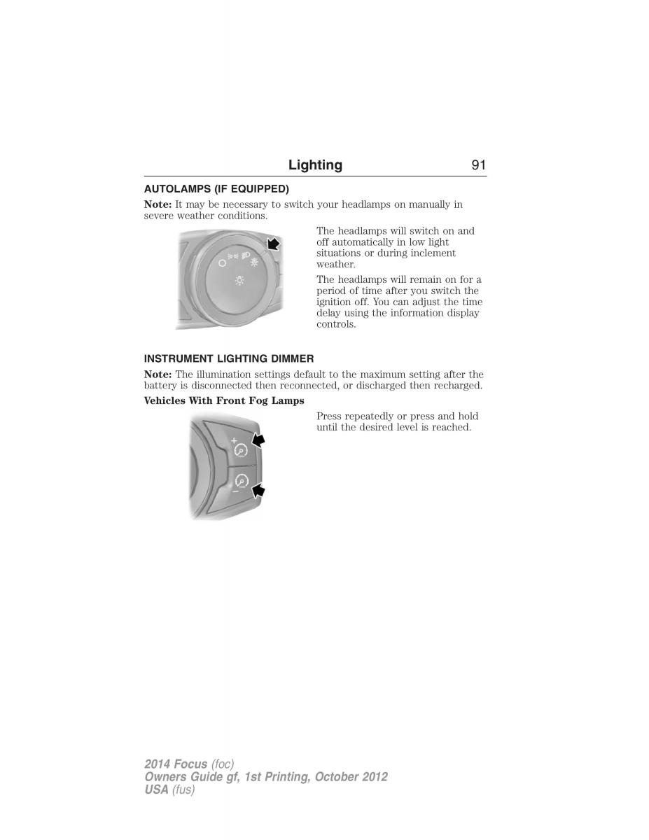 Ford Focus III 3 owners manual / page 92