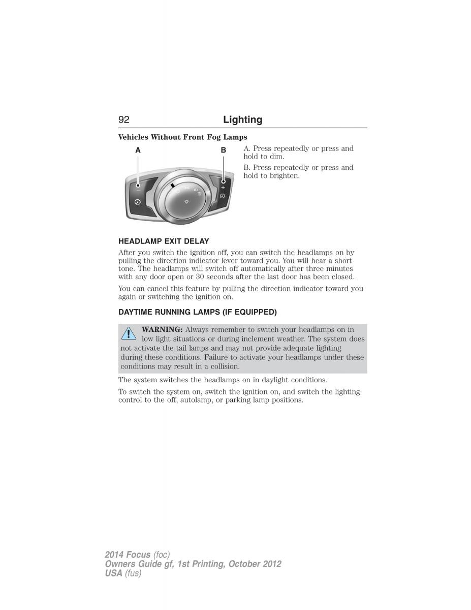 Ford Focus III 3 owners manual / page 93