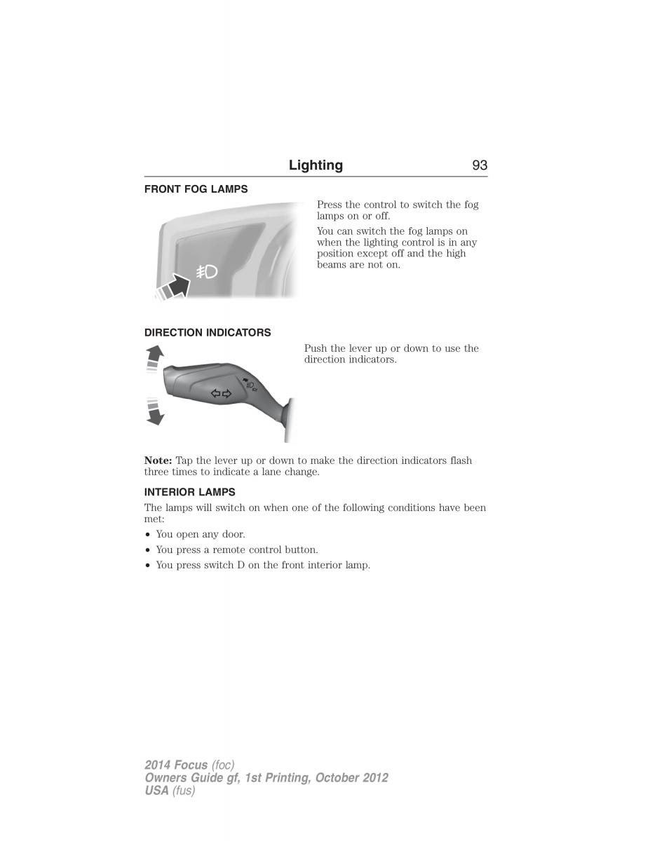 Ford Focus III 3 owners manual / page 94