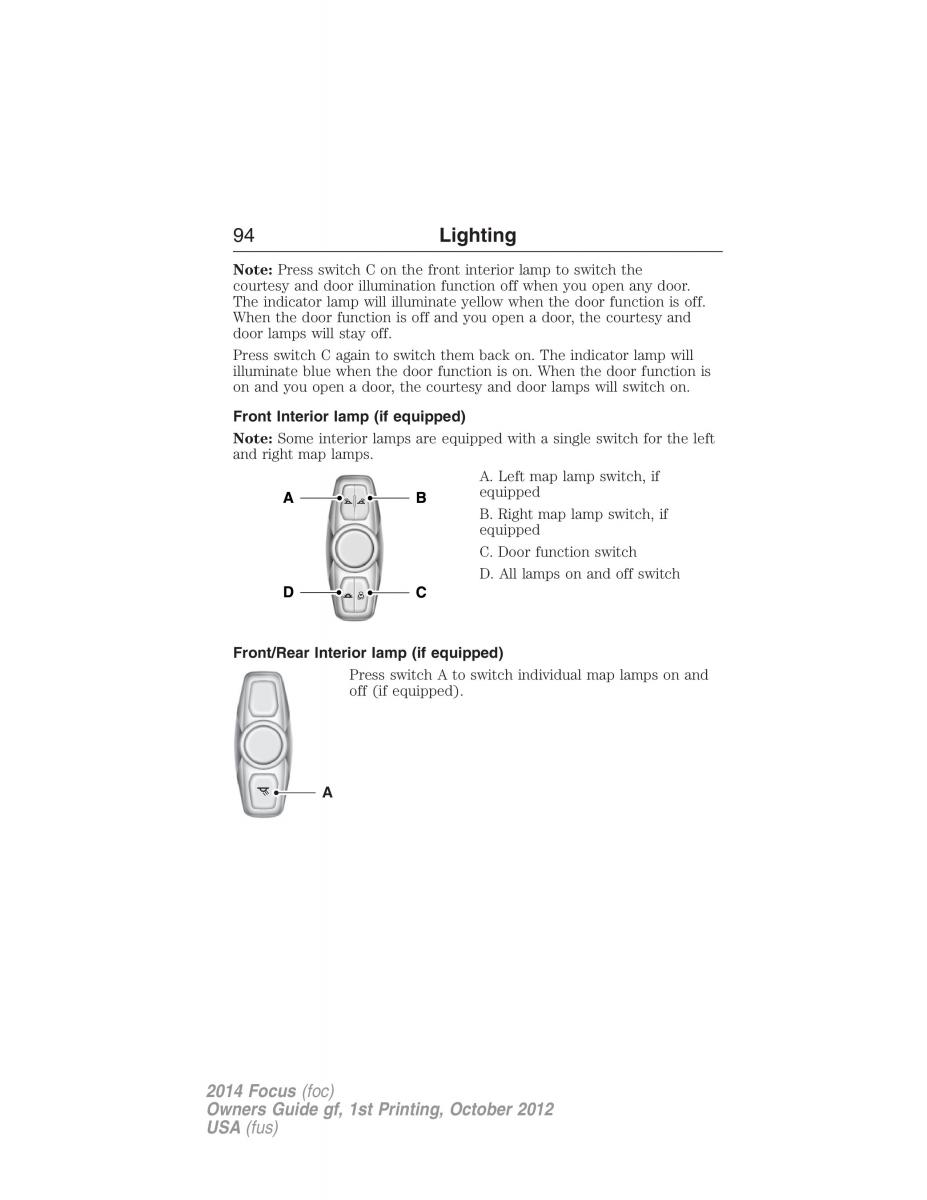 Ford Focus III 3 owners manual / page 95