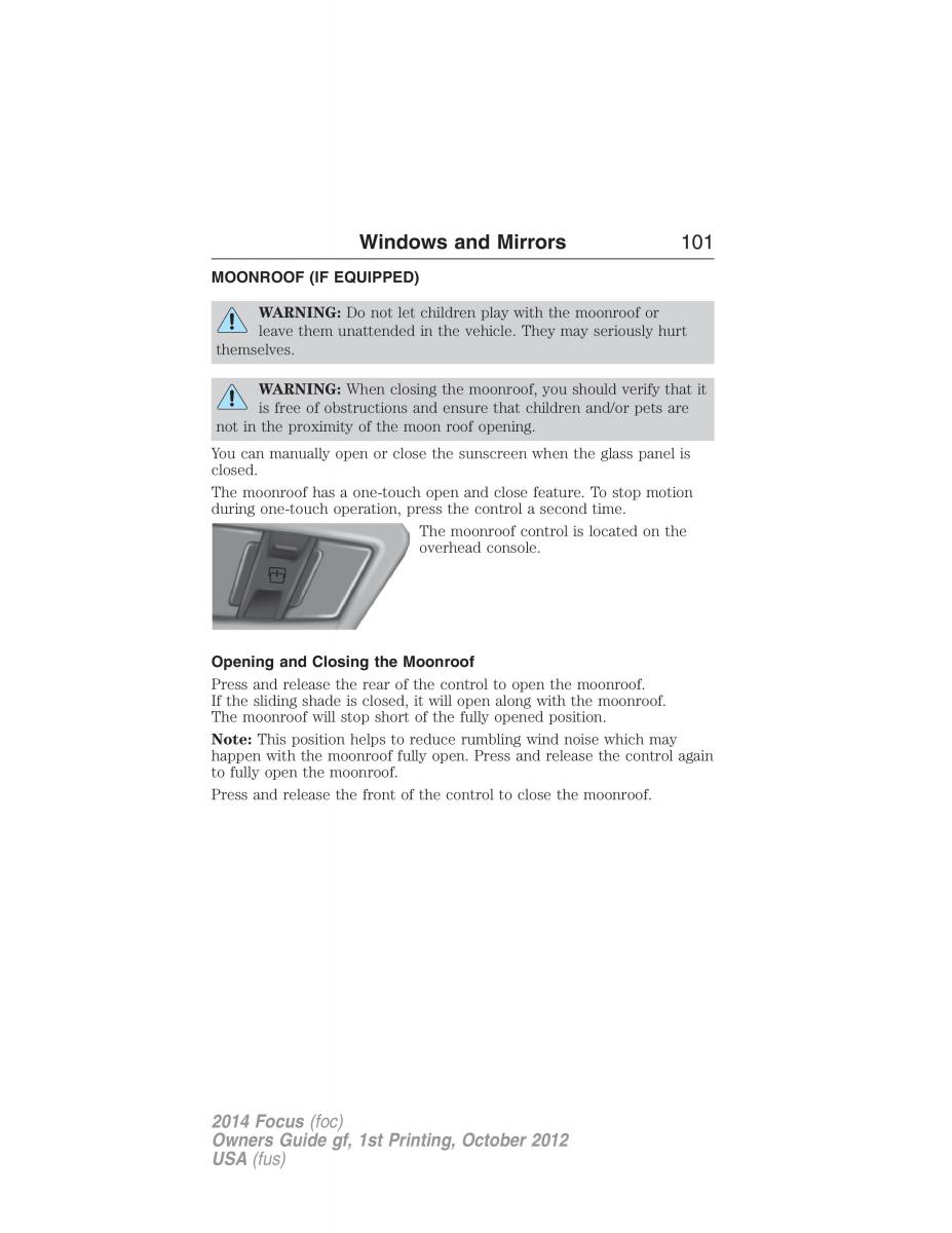 Ford Focus III 3 owners manual / page 102