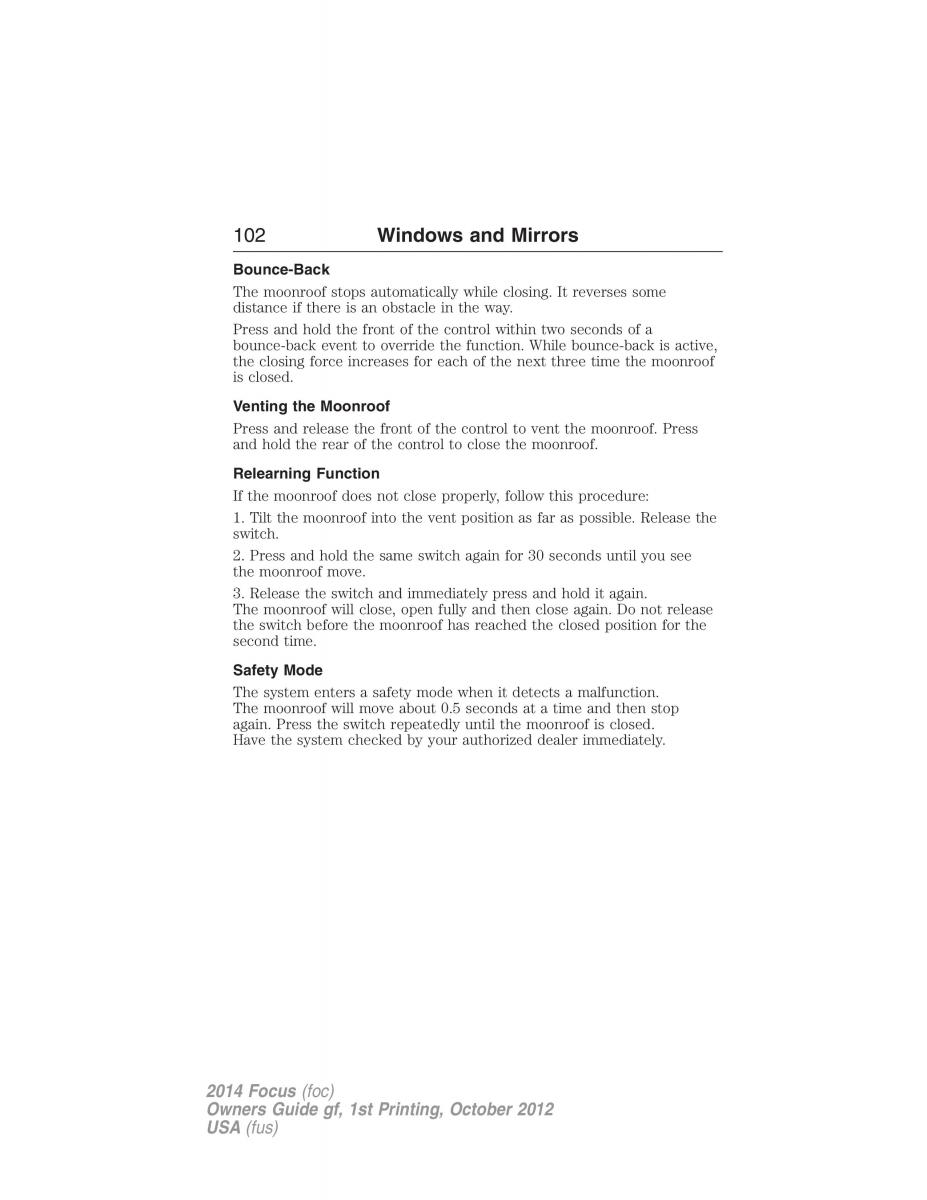 Ford Focus III 3 owners manual / page 103