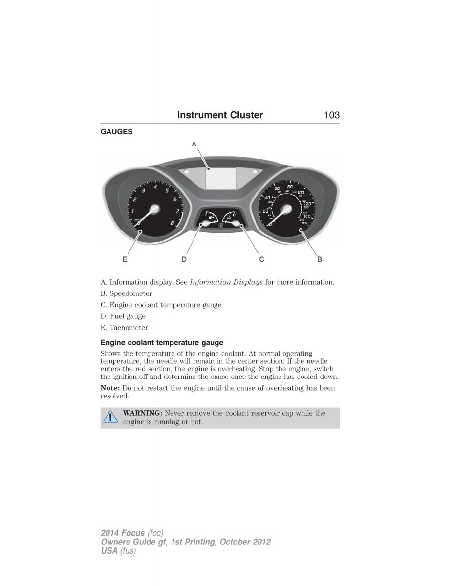 Ford Focus III 3 owners manual / page 104