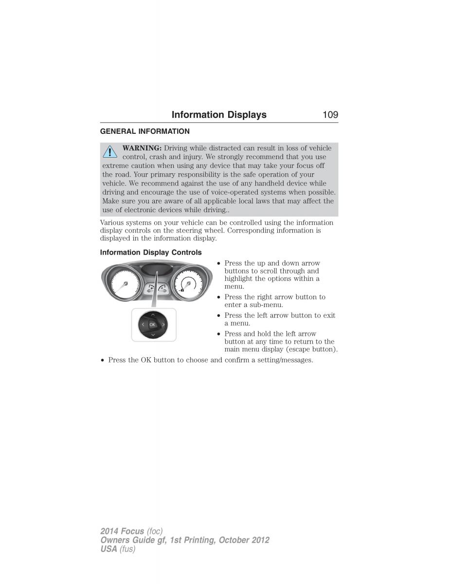 Ford Focus III 3 owners manual / page 110