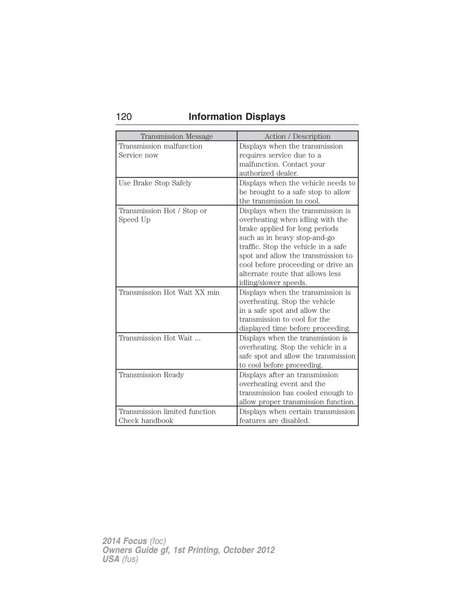 Ford Focus III 3 owners manual / page 121