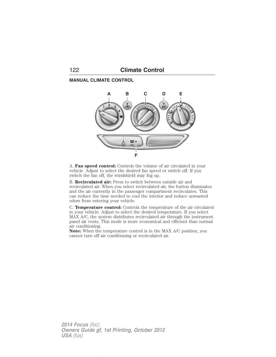 Ford Focus III 3 owners manual / page 123