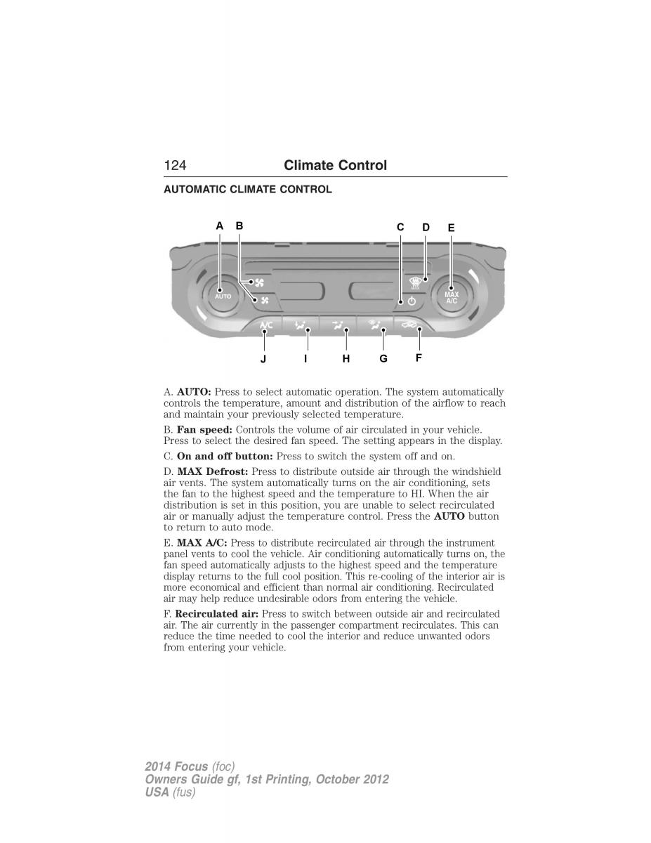 Ford Focus III 3 owners manual / page 125