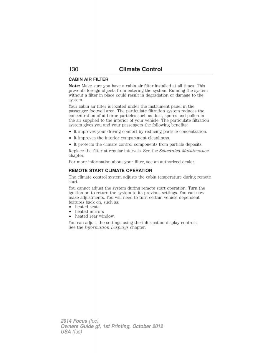 Ford Focus III 3 owners manual / page 131