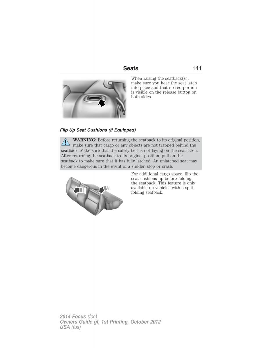 Ford Focus III 3 owners manual / page 142