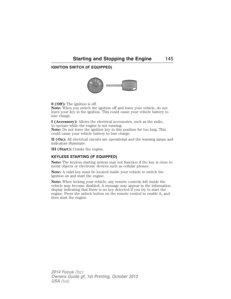 Ford Focus III 3 owners manual / page 146